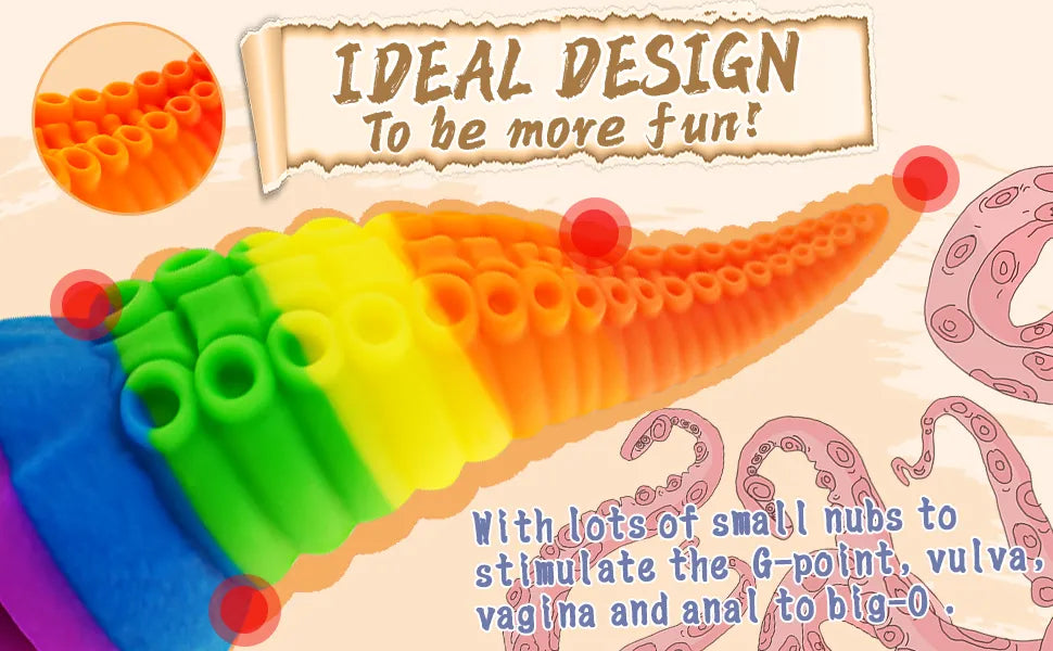 Rainbow Octopus Dildo